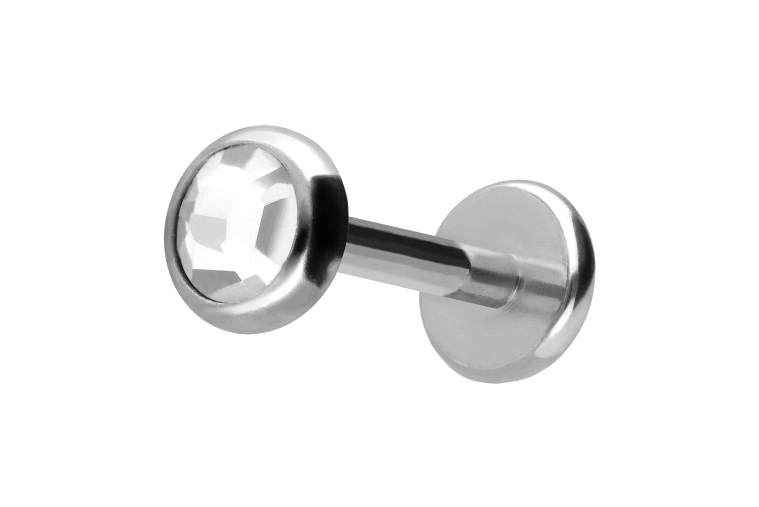 Titan Labret Piercing mit Push Fit KRISTALLDISC